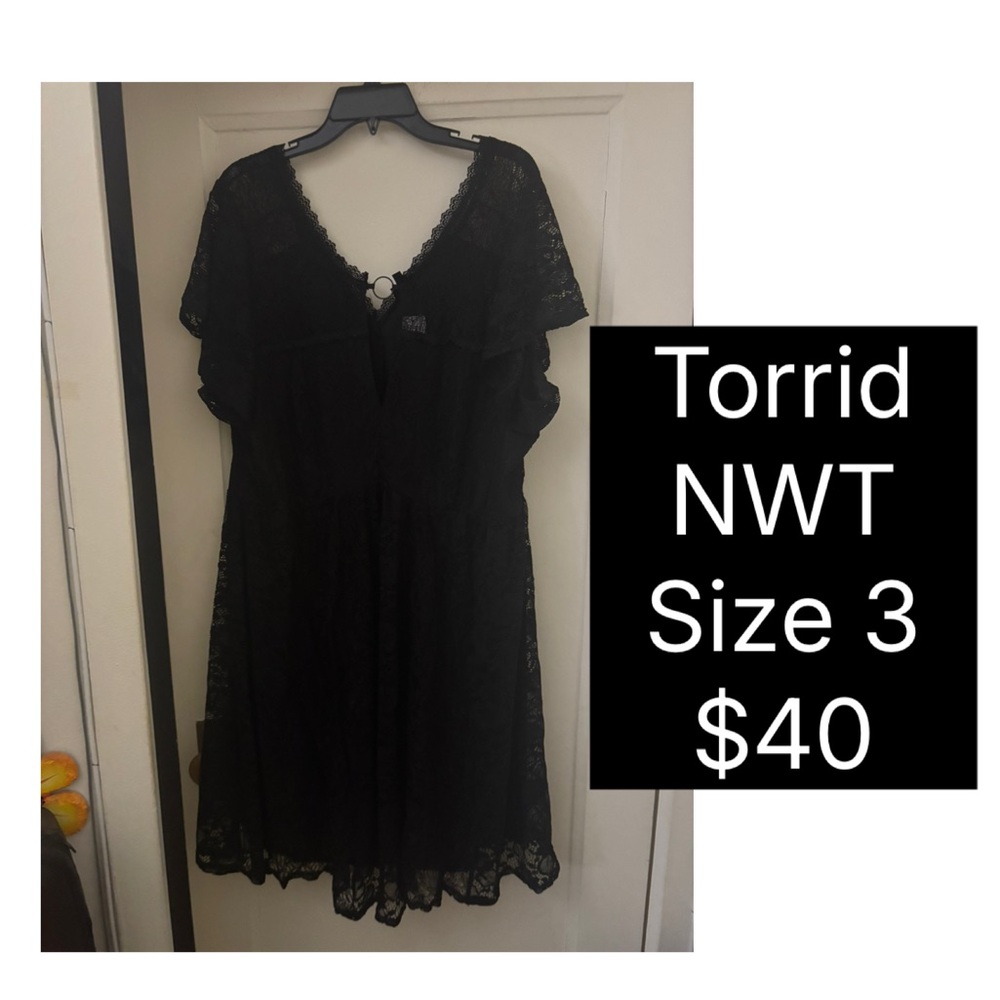 Torrid Black Mini Lace Trapeze Dress
